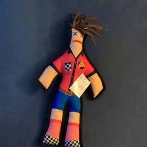 Colorful Plush Toy with Checkered Outfit